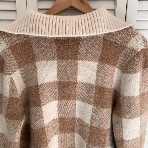 Faherty Saturday Pullover Alpaca Yak Blend Sweater Buffalo Plaid 1/4 Zip Women M - Picture 6 of 11